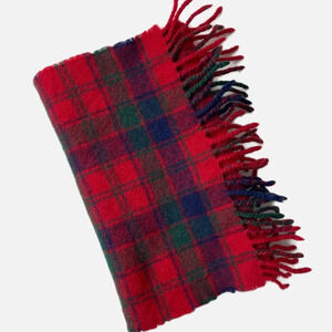 James Pringle Weavers 100% Lambswool Plaid Scarf Fringe Made in Scotland